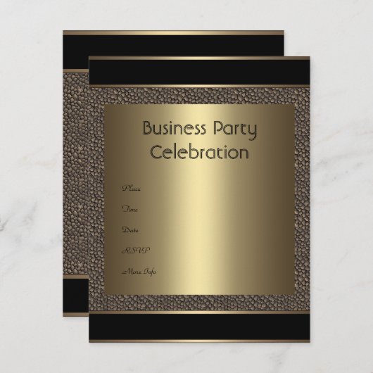 招待状ビジネスブラウンブラックブロンズ小石 招待状 (正面/裏面)