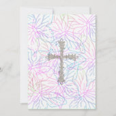 招待状ファーストコミューンバタフライシルバークロス 招待状 (正面)