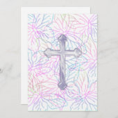 招待状ファーストコミューンバタフライパールクロス 招待状 (正面/裏面)