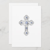 招待状ファースト華美コミュニオンシルバークロス 招待状 (正面/裏面)