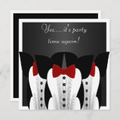 招待状フォーマルツキセドブラックレッドタイスーツ3 招待状 (正面/裏面)