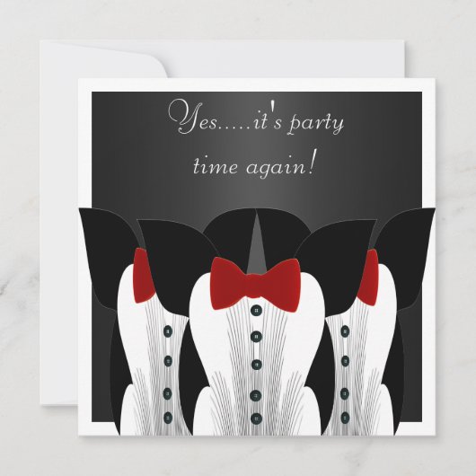 招待状フォーマルツキセドブラックレッドタイスーツ3 招待状 (正面)