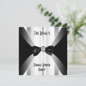 招待状フォーマルディナー白黒シルバーボウ 招待状 (スタンド正面)