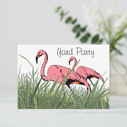 招待状フラミンゴスヤードバードバックヤードパーティーおもしろい 招待状 (スタンド正面)