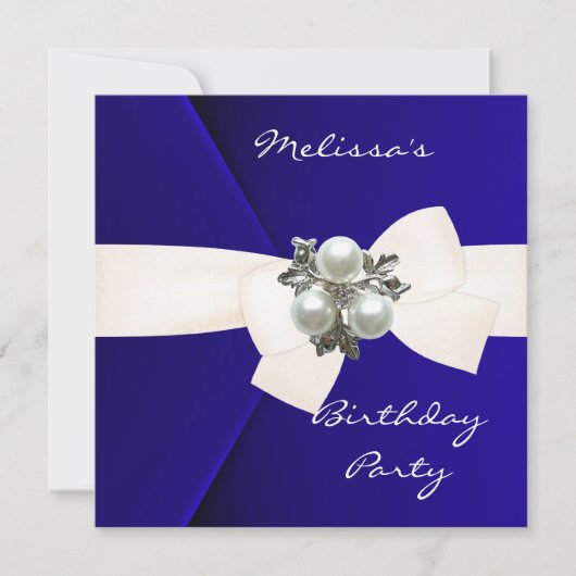 招待状ブエレガントル王室のベルベットパール 招待状 (正面)