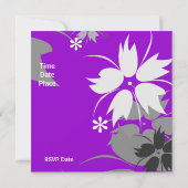 招待状ブラックボウパープルフローラ 招待状 (裏面)