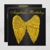 招待状ブラック金ゴールドウィング 招待状 (正面/裏面)