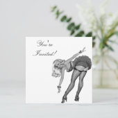 招待状ブラック&ホワイトスタイルピンアップガール19 招待状 (スタンド正面)