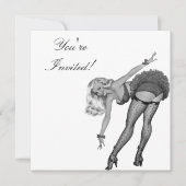 招待状ブラック&ホワイトスタイルピンアップガール19 招待状 (正面)