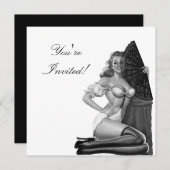 招待状ブラック&ホワイトスタイルピンアップガール21 招待状 (正面/裏面)