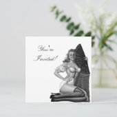 招待状ブラック&ホワイトスタイルピンアップガール21 招待状 (スタンド正面)