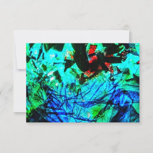 招待状ブルー抽象芸術再生プラスチックのモチーフ 招待状 (正面)