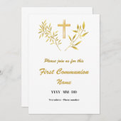 招待状プレミエールコミュニオンクロワフルイユ 招待状 (正面/裏面)