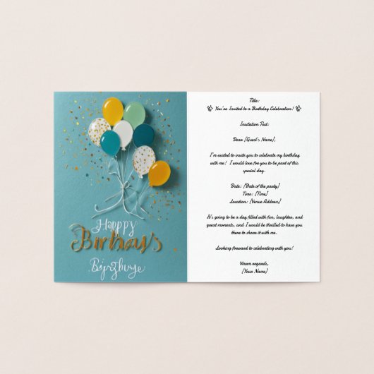 招待状プロフェッショナルフォイルカード 箔カード (内部)