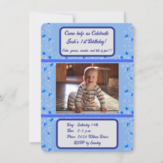 招待状ベビー誕生日 招待状 (正面)