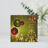 招待状ホリデークリスマスパーティーレッド金ゴールドグリーン 招待状 (スタンド正面)