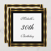 招待状ホワイト金ゴールドブラック 招待状 (正面/裏面)