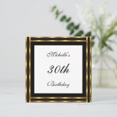 招待状ホワイト金ゴールドブラック 招待状 (スタンド正面)