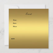 招待状メタルルック金ゴールドブラックバースデーパーティー 招待状 (裏面)