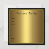 招待状メンズ30th誕生日パーティーブラック金ゴールドメット 招待状 (裏面)