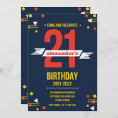 招待状モダンから誕生日21日 招待状 (正面/裏面)
