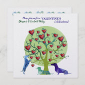 招待状モダンバレンタインパーティーお祝い 招待状 (正面/裏面)