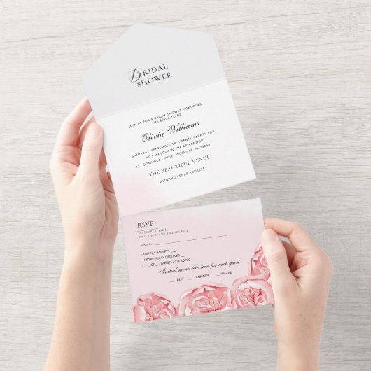 招待状モダン花嫁シャワー。 オールインワン招待状 (貼ってはがせる)