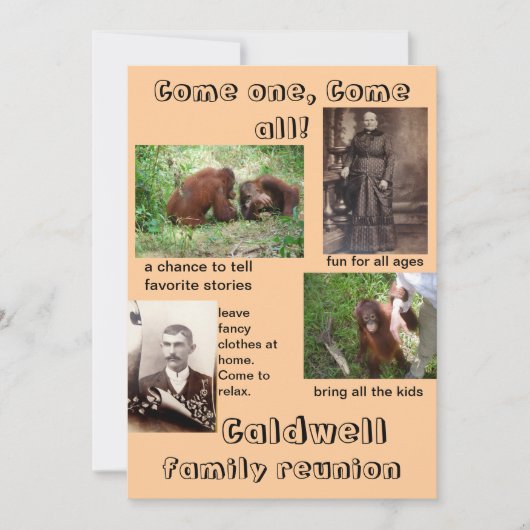 招待状ユーモアのあるファミリ懇親会 招待状 (正面)