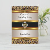 招待状レオパード印刷金ゴールド誕生日パーティー 招待状 (スタンド正面)