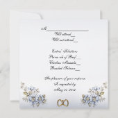 招待状レスポンスカードブルーアジサイとレース 招待状 (裏面)