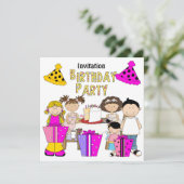 招待状レッツパーティー誕生日ガールズボーイ 招待状 (スタンド正面)