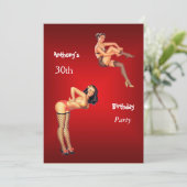 招待状レッドピンアップガールズレッドバースデーパーティー 招待状 (スタンド正面)