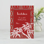招待状レッドホワイトアジア竹アールデコ 招待状 (スタンド正面)