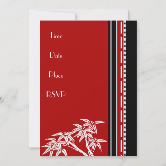 招待状レッド白黒アジアンバンブー60th 招待状 (裏面)