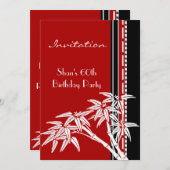招待状レッド白黒アジアンバンブー60th 招待状 (正面/裏面)