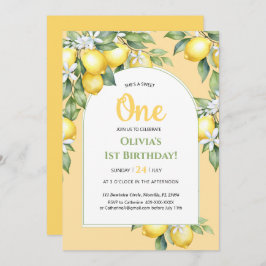 招待状レモン柑橘類1歳の誕生日。 招待状