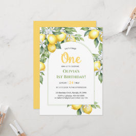 招待状レモン柑橘類1歳の誕生日。 招待状