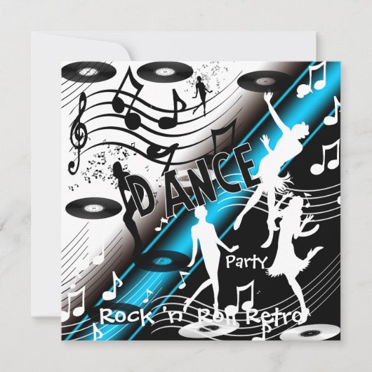 招待状ロックアンドロールレトロダンスパーティー 招待状 (正面)