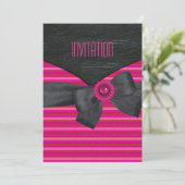 招待状ワイルドピンク白黒レトロ 招待状 (スタンド正面)