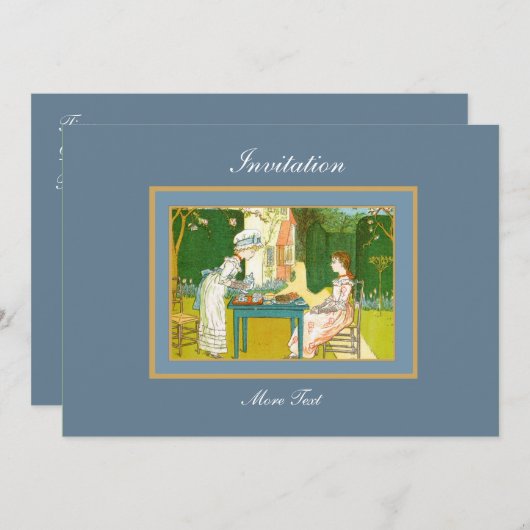 招待状ヴィンテージビクトリアンティーパーティー 招待状 (正面/裏面)