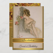 招待状ヴィンテージフローラ任意の情熱 招待状 (正面/裏面)