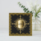 招待状人気があるバースデーパーティーブラック&金ゴールド 招待状 (スタンド正面)