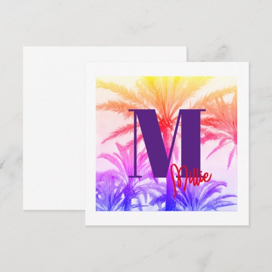 招待状夏の熱帯性ヤシの木80年代 招待状 (正面/裏面)