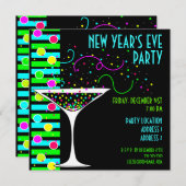 招待状大晦日のパーティーの紙吹雪のカクテルの 招待状 (正面/裏面)