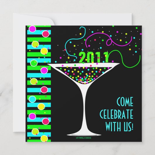 招待状大晦日のパーティーの紙吹雪のカクテルの 招待状 (裏面)