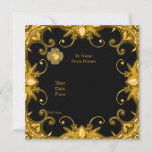 招待状婚約ジザゴブラック金ゴールドアンティーク2 招待状 (裏面)