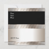 招待状婚約パーティアールデコクリームブラック 招待状 (裏面)