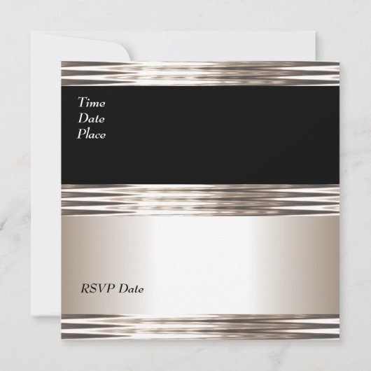 招待状婚約パーティアールデコクリームブラック 招待状 (裏面)