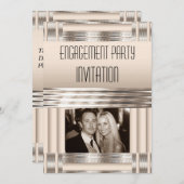 招待状婚約パーティクリームアールデコ 招待状 (正面/裏面)