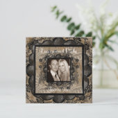 招待状婚約パーティブラックブラウンレースフレーム 招待状 (スタンド正面)